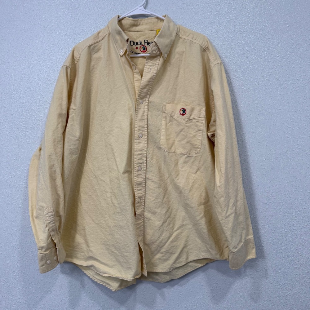 Duck Head Classic Oxford Shirt Mens Large Yellow Long Sleeve Cotton Button Down